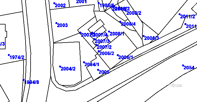 Parcela st. 2006/2 v KÚ Jindřichův Hradec, Katastrální mapa