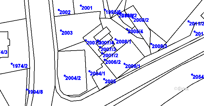 Parcela st. 2007/2 v KÚ Jindřichův Hradec, Katastrální mapa