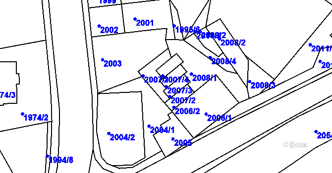Parcela st. 2007/3 v KÚ Jindřichův Hradec, Katastrální mapa