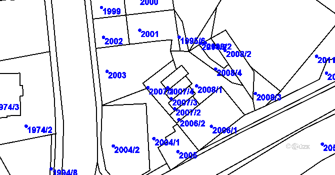 Parcela st. 2007/4 v KÚ Jindřichův Hradec, Katastrální mapa