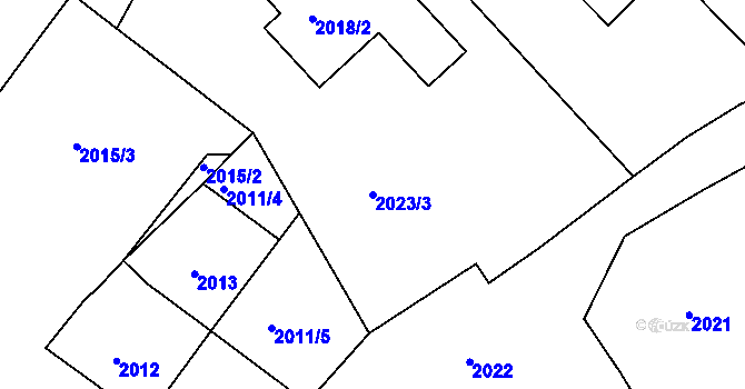 Parcela st. 2023/3 v KÚ Jindřichův Hradec, Katastrální mapa