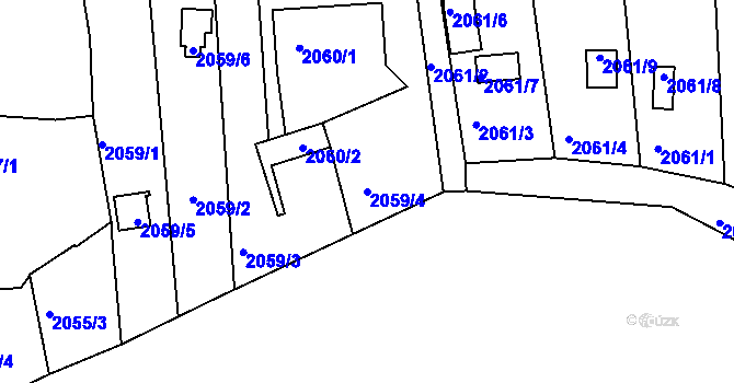 Parcela st. 2059/4 v KÚ Jindřichův Hradec, Katastrální mapa