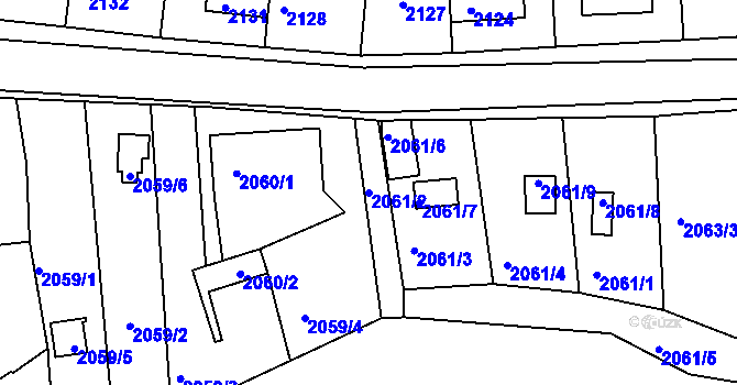 Parcela st. 2061/2 v KÚ Jindřichův Hradec, Katastrální mapa