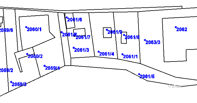 Parcela st. 2061/4 v KÚ Jindřichův Hradec, Katastrální mapa