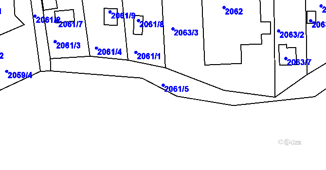 Parcela st. 2061/5 v KÚ Jindřichův Hradec, Katastrální mapa