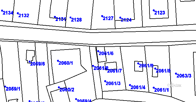 Parcela st. 2061/6 v KÚ Jindřichův Hradec, Katastrální mapa