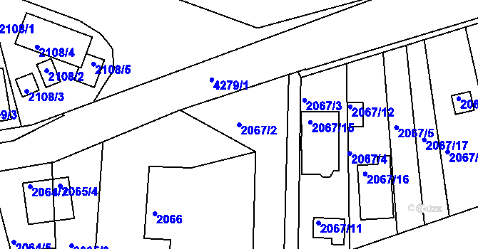 Parcela st. 2067/2 v KÚ Jindřichův Hradec, Katastrální mapa