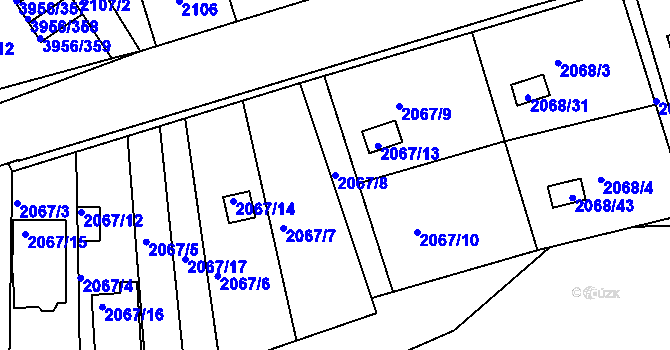 Parcela st. 2067/8 v KÚ Jindřichův Hradec, Katastrální mapa