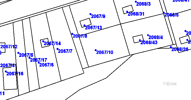 Parcela st. 2067/10 v KÚ Jindřichův Hradec, Katastrální mapa
