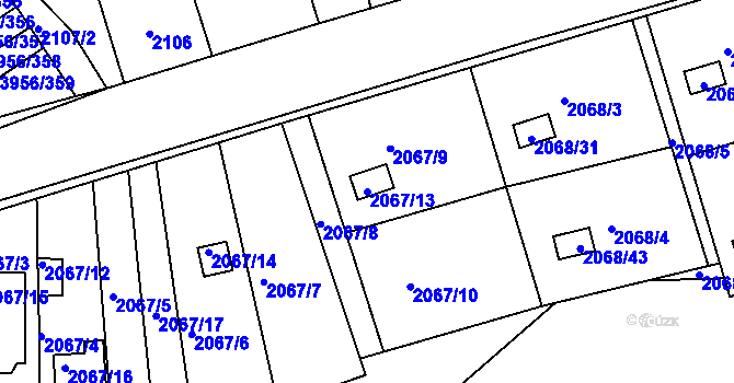 Parcela st. 2067/13 v KÚ Jindřichův Hradec, Katastrální mapa