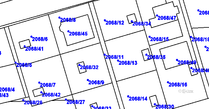 Parcela st. 2068/11 v KÚ Jindřichův Hradec, Katastrální mapa