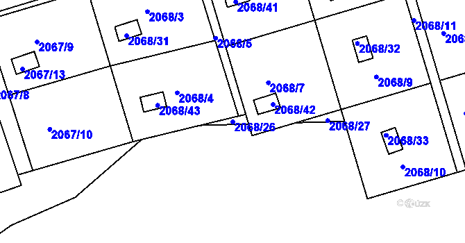 Parcela st. 2068/26 v KÚ Jindřichův Hradec, Katastrální mapa