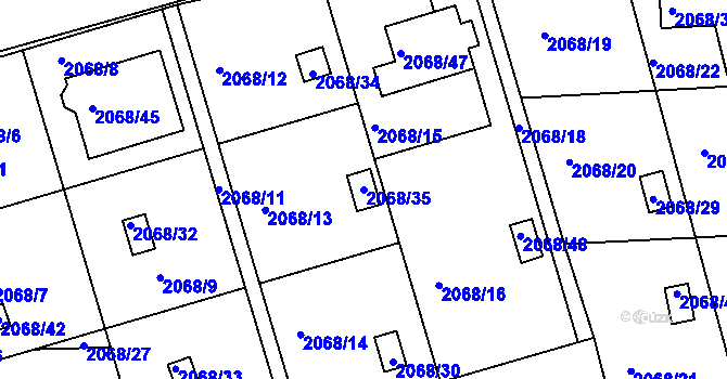 Parcela st. 2068/35 v KÚ Jindřichův Hradec, Katastrální mapa