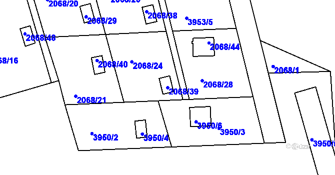 Parcela st. 2068/39 v KÚ Jindřichův Hradec, Katastrální mapa