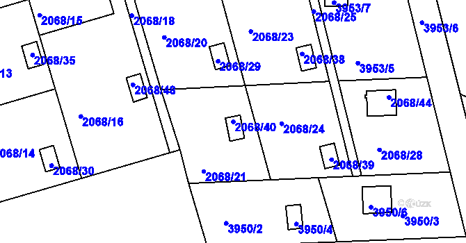 Parcela st. 2068/40 v KÚ Jindřichův Hradec, Katastrální mapa