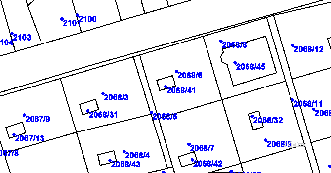 Parcela st. 2068/41 v KÚ Jindřichův Hradec, Katastrální mapa