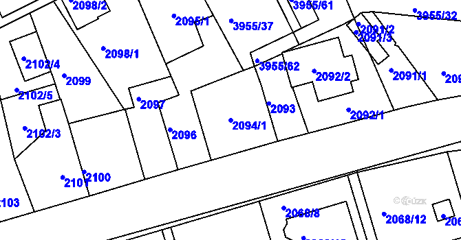 Parcela st. 2094/1 v KÚ Jindřichův Hradec, Katastrální mapa