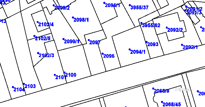 Parcela st. 2096 v KÚ Jindřichův Hradec, Katastrální mapa