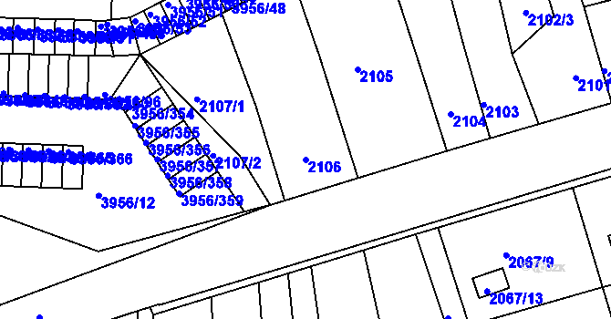 Parcela st. 2106 v KÚ Jindřichův Hradec, Katastrální mapa