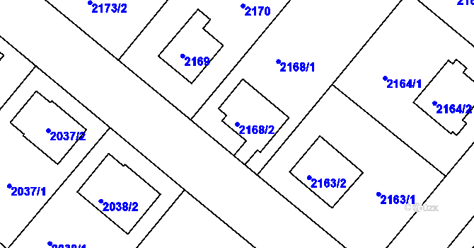 Parcela st. 2168/2 v KÚ Jindřichův Hradec, Katastrální mapa