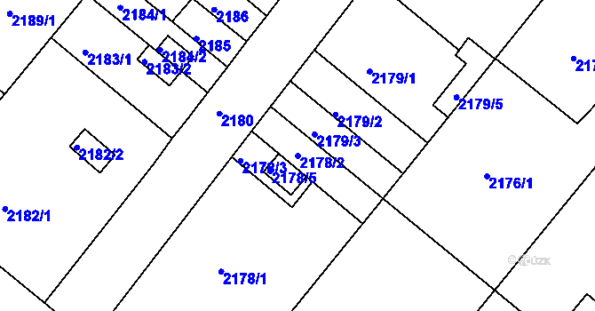 Parcela st. 2178/2 v KÚ Jindřichův Hradec, Katastrální mapa