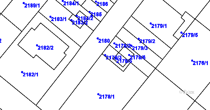 Parcela st. 2178/3 v KÚ Jindřichův Hradec, Katastrální mapa
