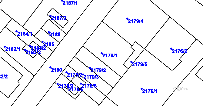 Parcela st. 2179/1 v KÚ Jindřichův Hradec, Katastrální mapa