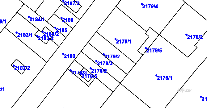 Parcela st. 2179/2 v KÚ Jindřichův Hradec, Katastrální mapa