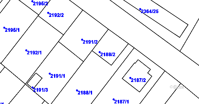 Parcela st. 2188/2 v KÚ Jindřichův Hradec, Katastrální mapa