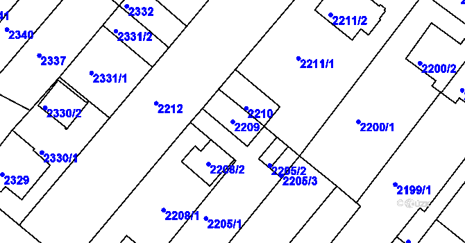 Parcela st. 2209 v KÚ Jindřichův Hradec, Katastrální mapa