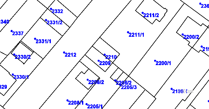 Parcela st. 2210 v KÚ Jindřichův Hradec, Katastrální mapa