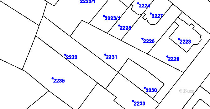 Parcela st. 2231 v KÚ Jindřichův Hradec, Katastrální mapa