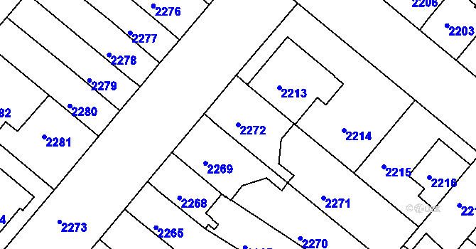 Parcela st. 2272 v KÚ Jindřichův Hradec, Katastrální mapa