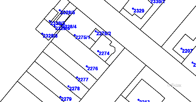 Parcela st. 2274 v KÚ Jindřichův Hradec, Katastrální mapa