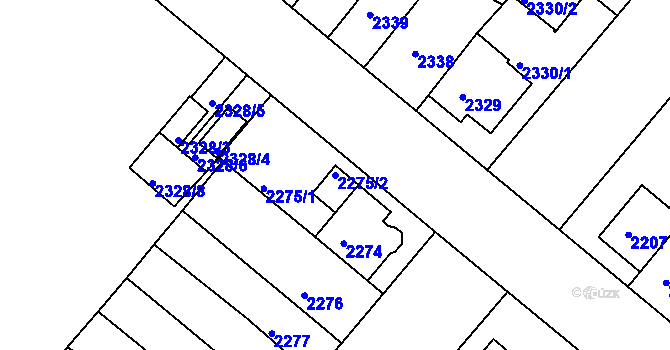Parcela st. 2275/2 v KÚ Jindřichův Hradec, Katastrální mapa