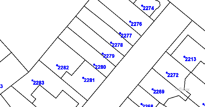 Parcela st. 2279 v KÚ Jindřichův Hradec, Katastrální mapa