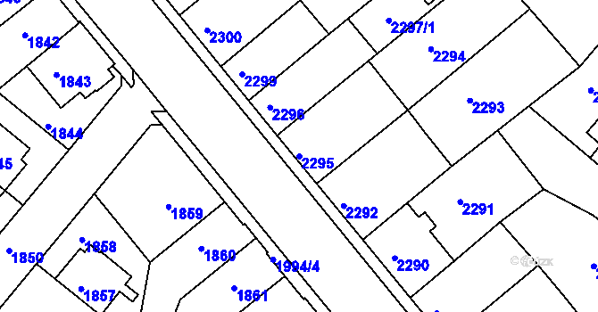 Parcela st. 2295 v KÚ Jindřichův Hradec, Katastrální mapa
