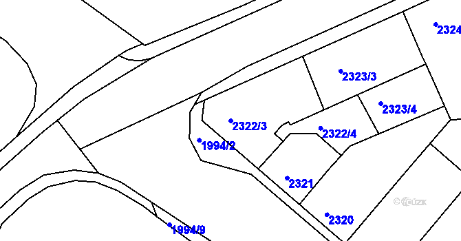 Parcela st. 2322/3 v KÚ Jindřichův Hradec, Katastrální mapa