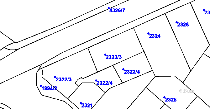 Parcela st. 2323/3 v KÚ Jindřichův Hradec, Katastrální mapa