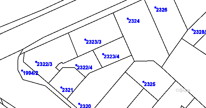 Parcela st. 2323/4 v KÚ Jindřichův Hradec, Katastrální mapa