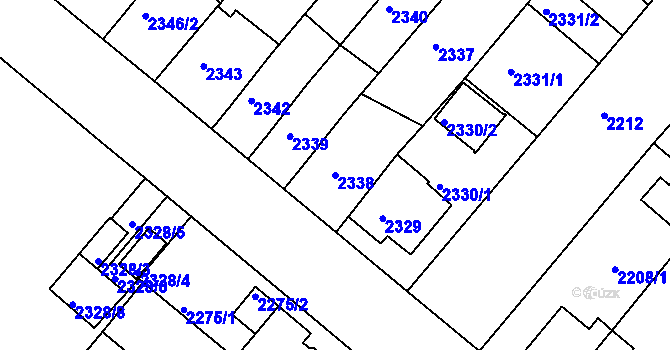 Parcela st. 2338 v KÚ Jindřichův Hradec, Katastrální mapa