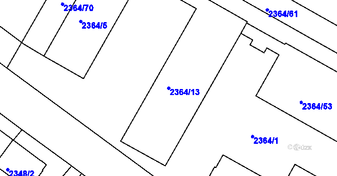 Parcela st. 2364/13 v KÚ Jindřichův Hradec, Katastrální mapa