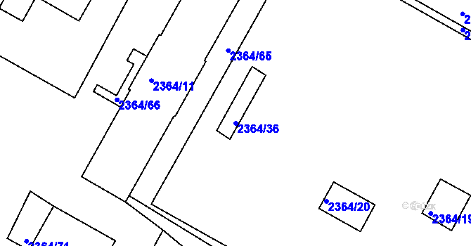 Parcela st. 2364/36 v KÚ Jindřichův Hradec, Katastrální mapa