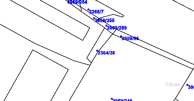 Parcela st. 2364/38 v KÚ Jindřichův Hradec, Katastrální mapa