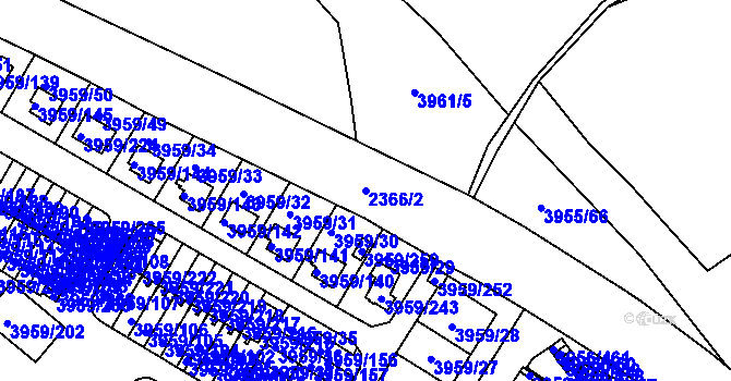 Parcela st. 2366/2 v KÚ Jindřichův Hradec, Katastrální mapa