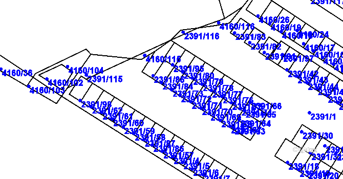 Parcela st. 2391/73 v KÚ Jindřichův Hradec, Katastrální mapa
