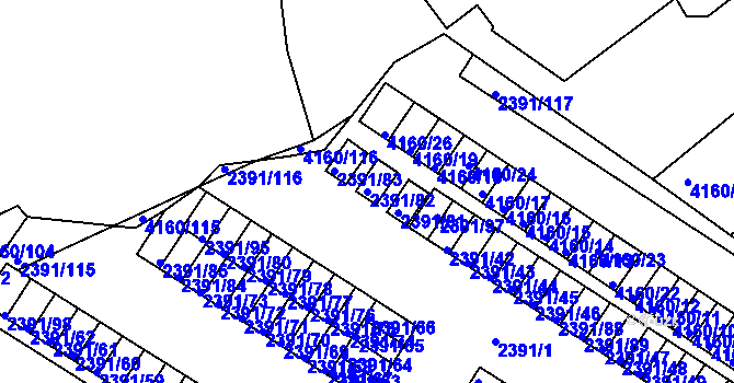 Parcela st. 2391/82 v KÚ Jindřichův Hradec, Katastrální mapa