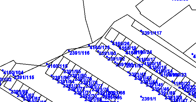Parcela st. 2391/83 v KÚ Jindřichův Hradec, Katastrální mapa