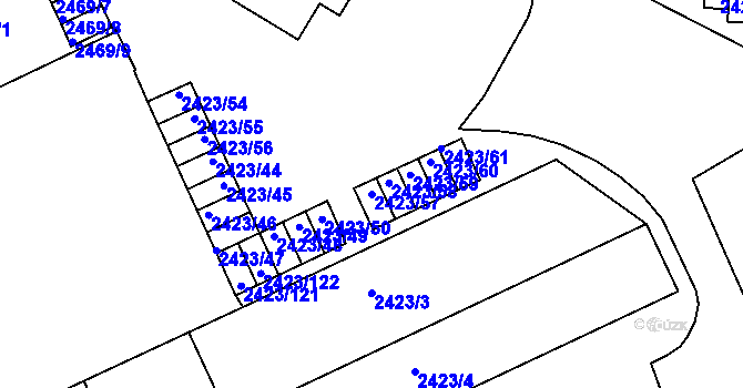 Parcela st. 2423/57 v KÚ Jindřichův Hradec, Katastrální mapa