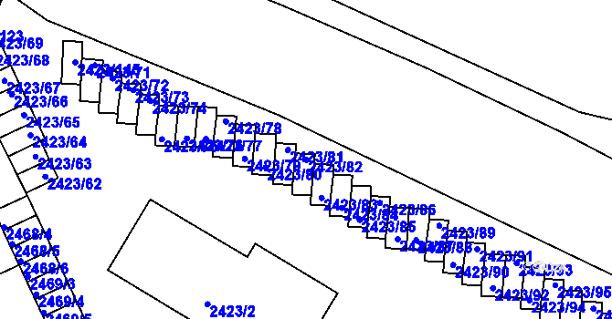 Parcela st. 2423/82 v KÚ Jindřichův Hradec, Katastrální mapa